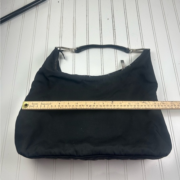 Gucci Nylon Small Shoulder Bag Black Zip Hobo Purse - Picture 12 of 13